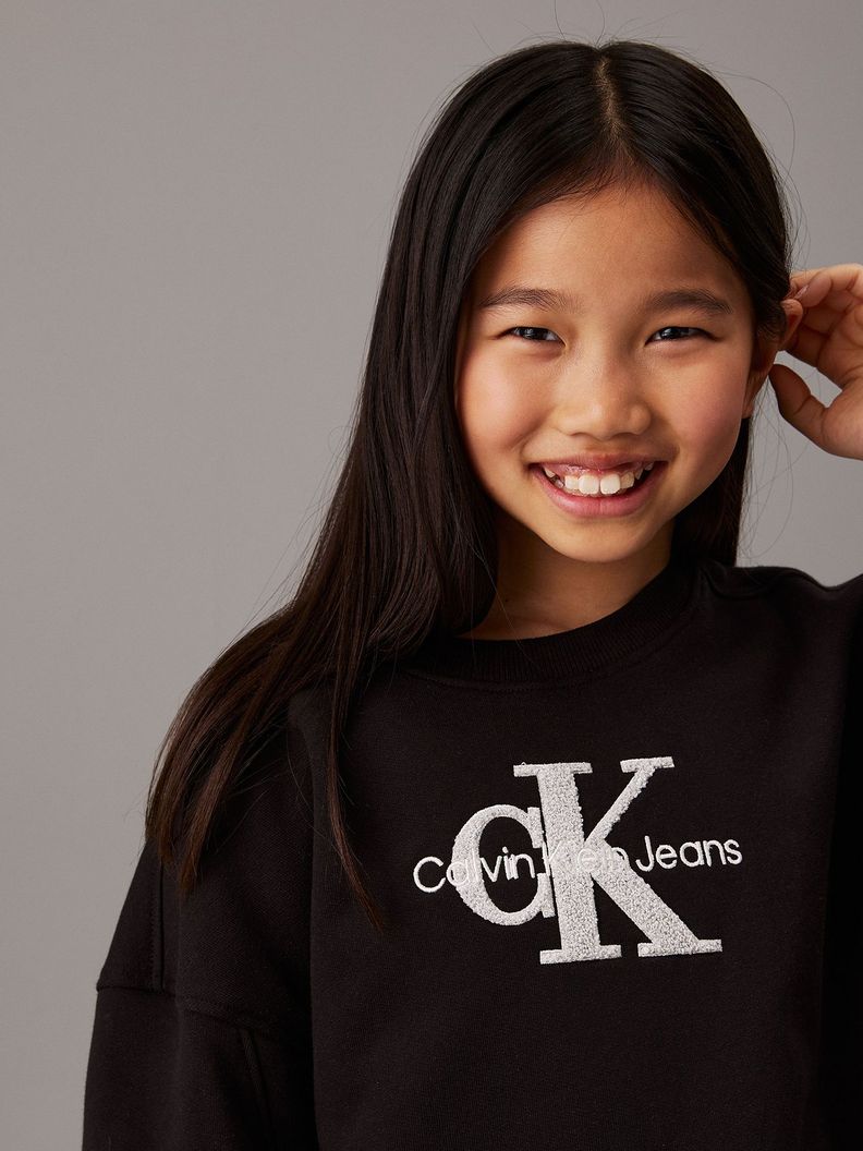 Polerón Niña Teddy Monologo Negro Calvin Klein-3