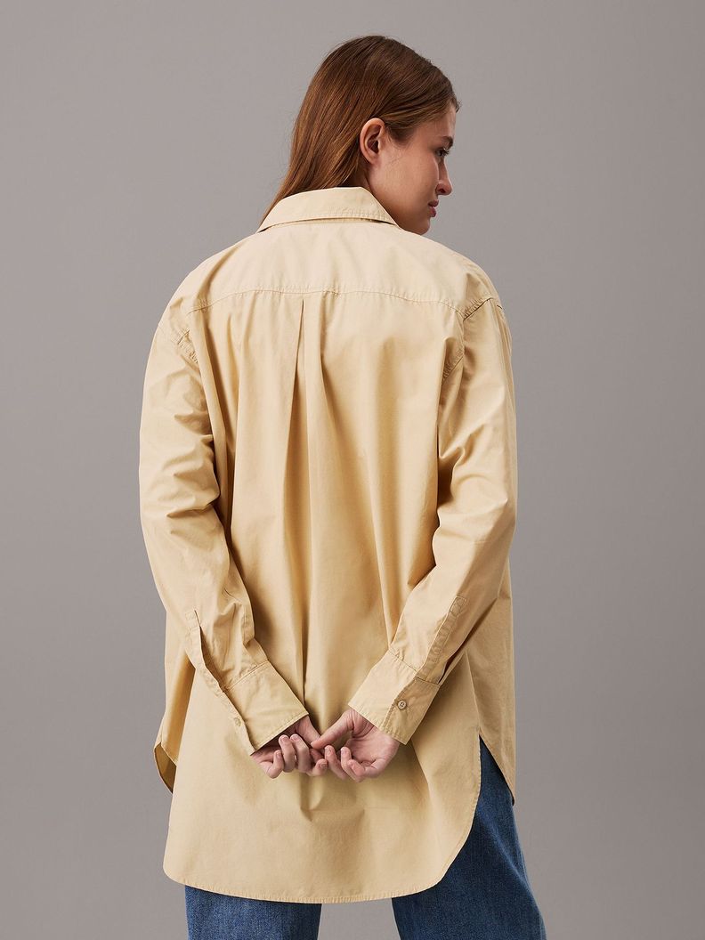Camisa Long Cotton Utility Beige Calvin Klein-2