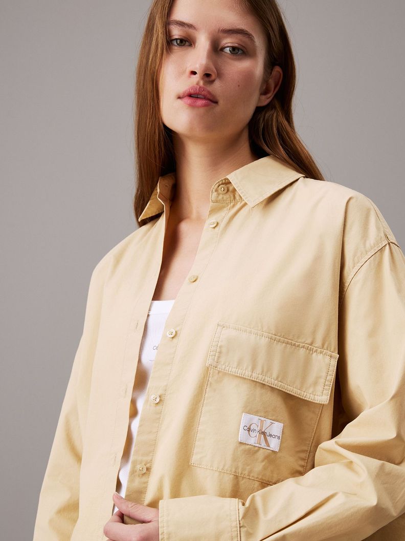 Camisa Long Cotton Utility Beige Calvin Klein-3
