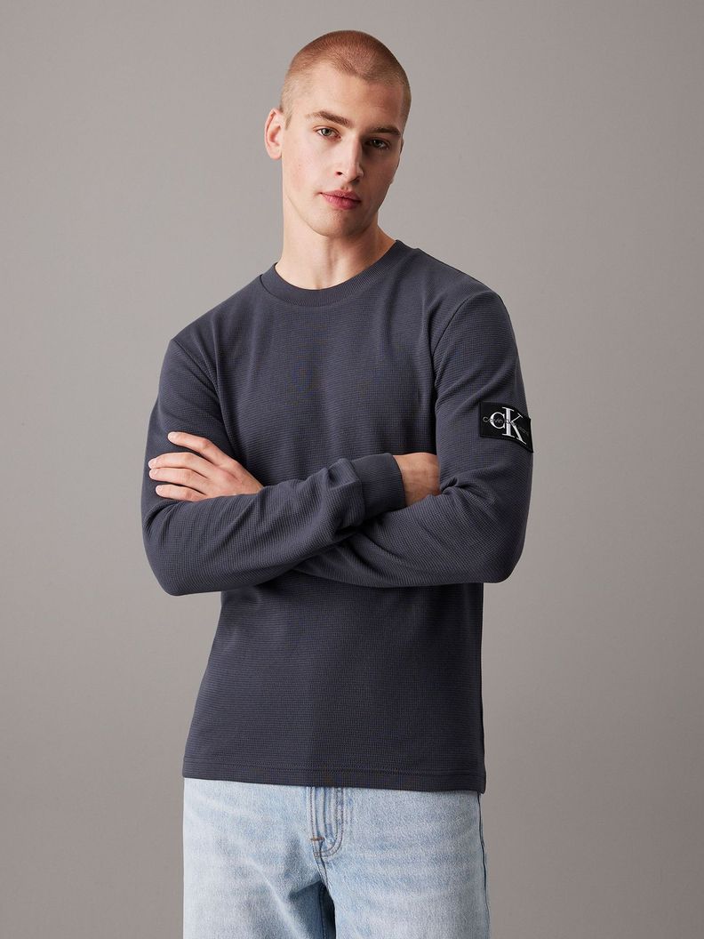 Polera LS Badge Waffle Azul Calvin Klein-0