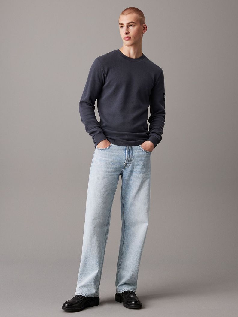 Polera LS Badge Waffle Azul Calvin Klein-1