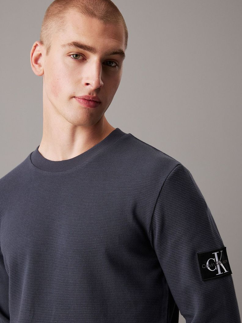 Polera LS Badge Waffle Azul Calvin Klein-3