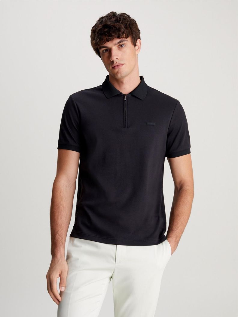 Polo Smooth Cotton Welt Negro Calvin Klein-0