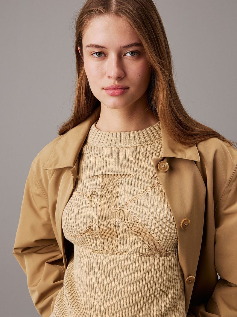 Sweater Logo Intarsia Beige Calvin Klein-3