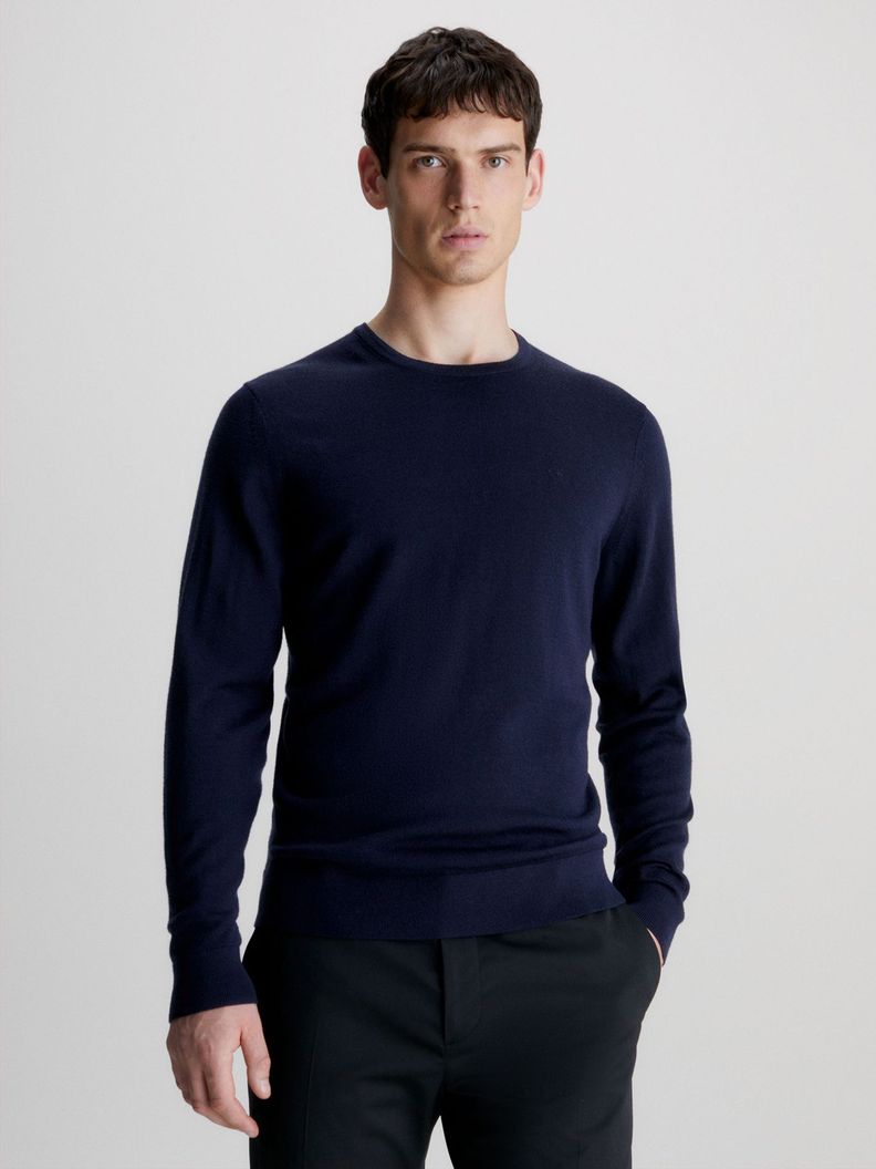 Sweater Merino Crew Neck Sweater Azul Calvin Klein-0