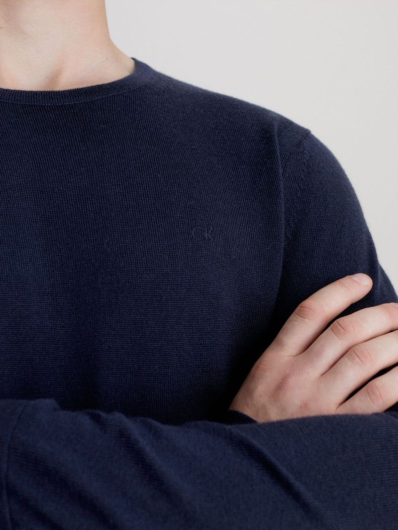 Sweater Merino Crew Neck Sweater Azul Calvin Klein-3