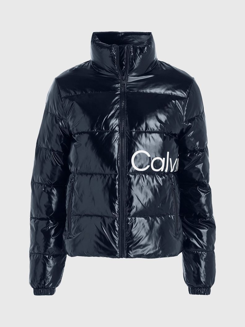 Parka Shiny Short Fitted Negro-4