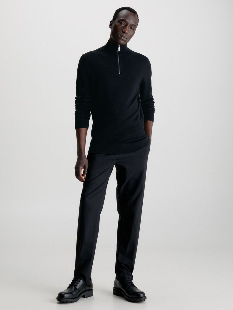 Sweater con Cierre Merino Quarter Negro Calvin Klein-1