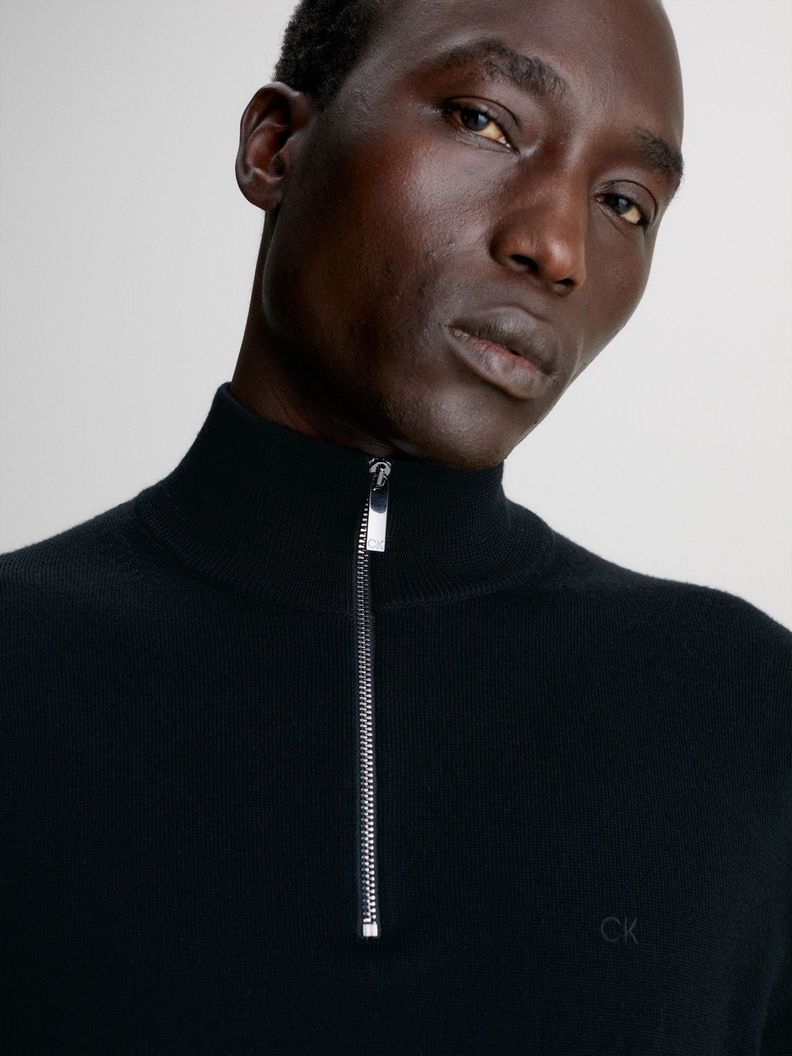 Sweater con Cierre Merino Quarter Negro Calvin Klein-3