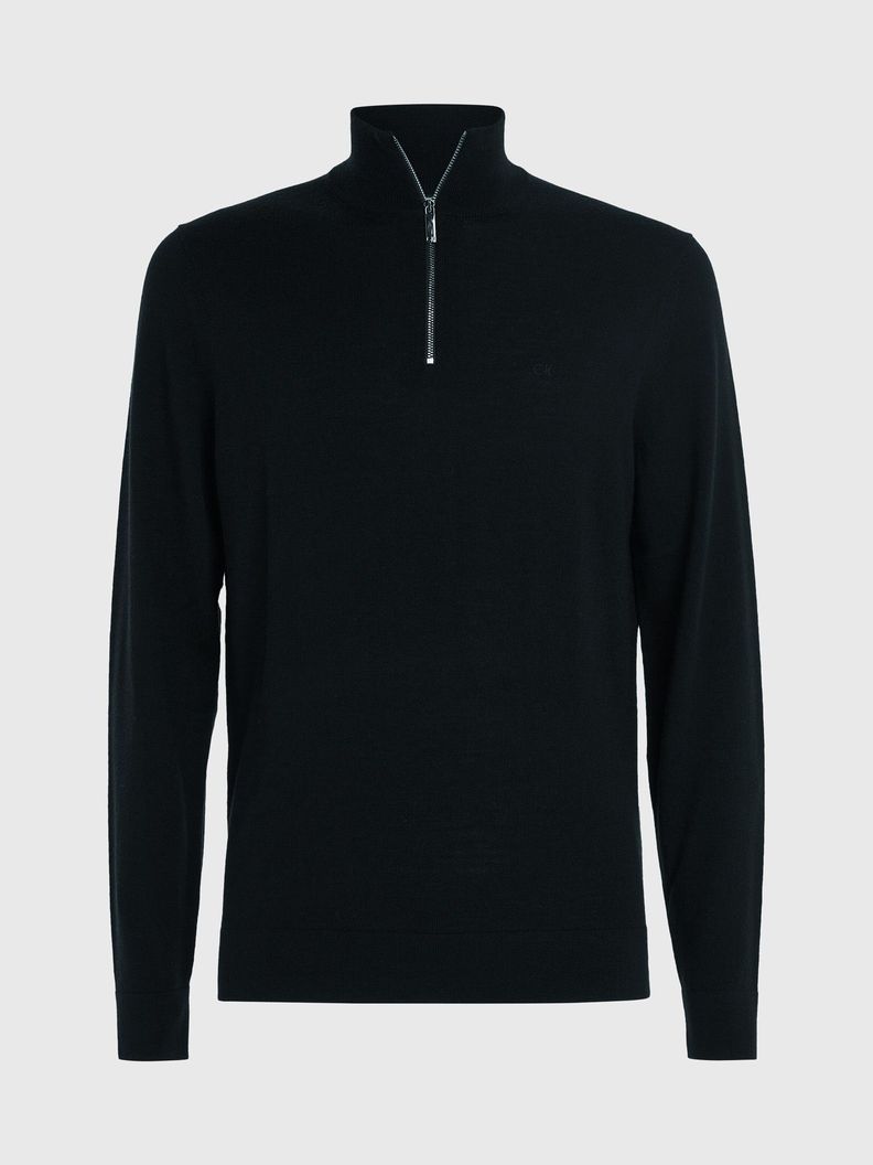 Sweater con Cierre Merino Quarter Negro Calvin Klein-4