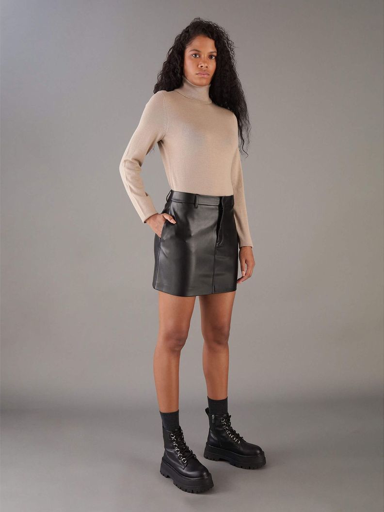 Sweater Merino Wool Roll Neck Beige Calvin Klein-1