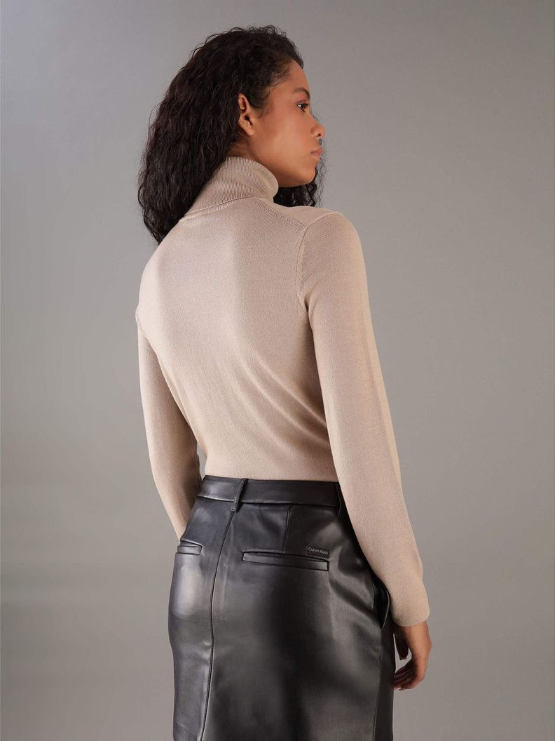 Sweater Merino Wool Roll Neck Beige Calvin Klein-2