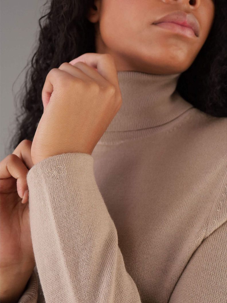 Sweater Merino Wool Roll Neck Beige Calvin Klein-3