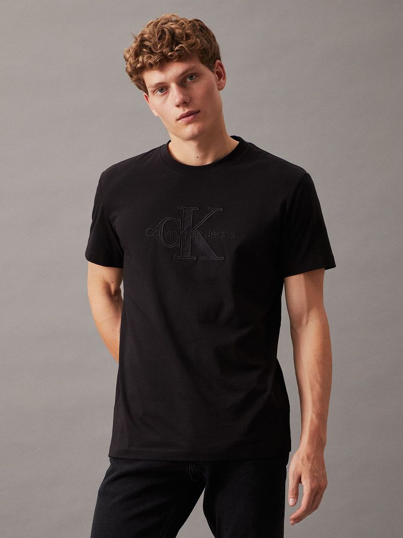 Polera Monologo Applique Negro Calvin Klein-0