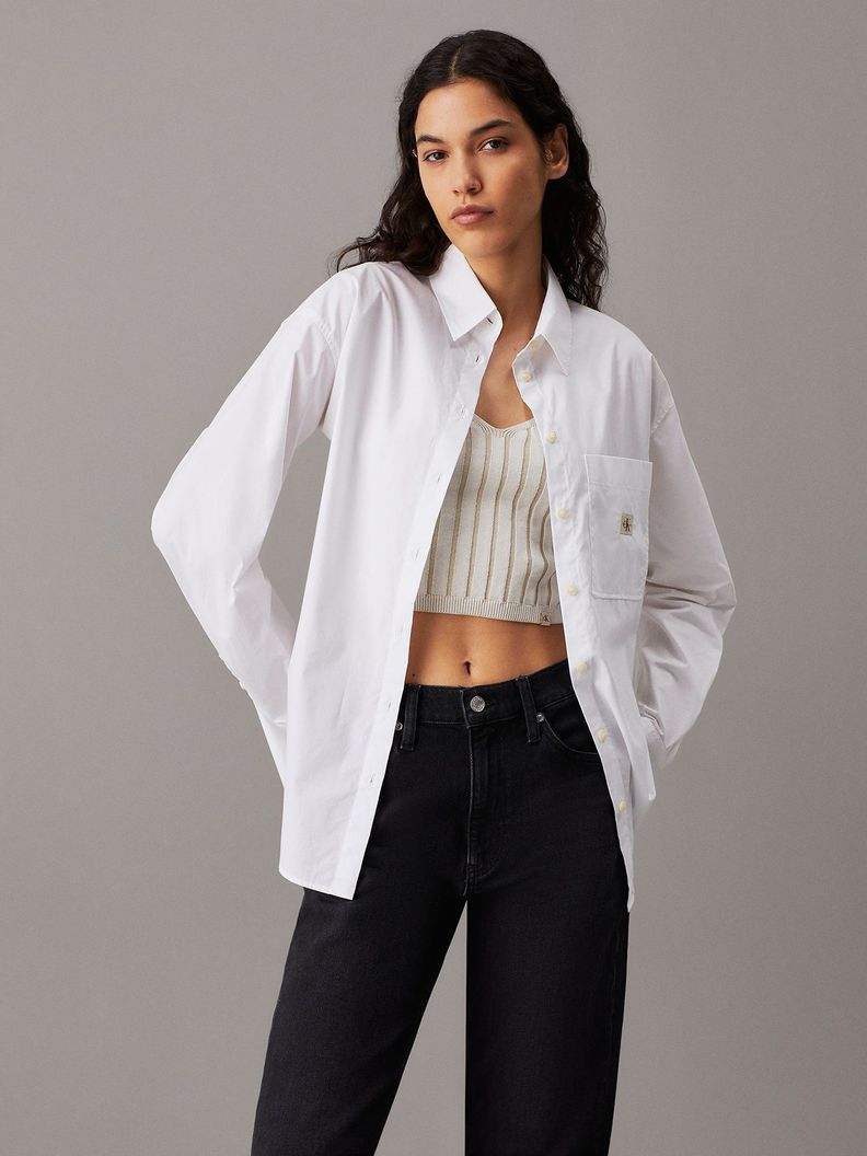 Camisa Woven Label Relaxed Blanco Calvin Klein-0