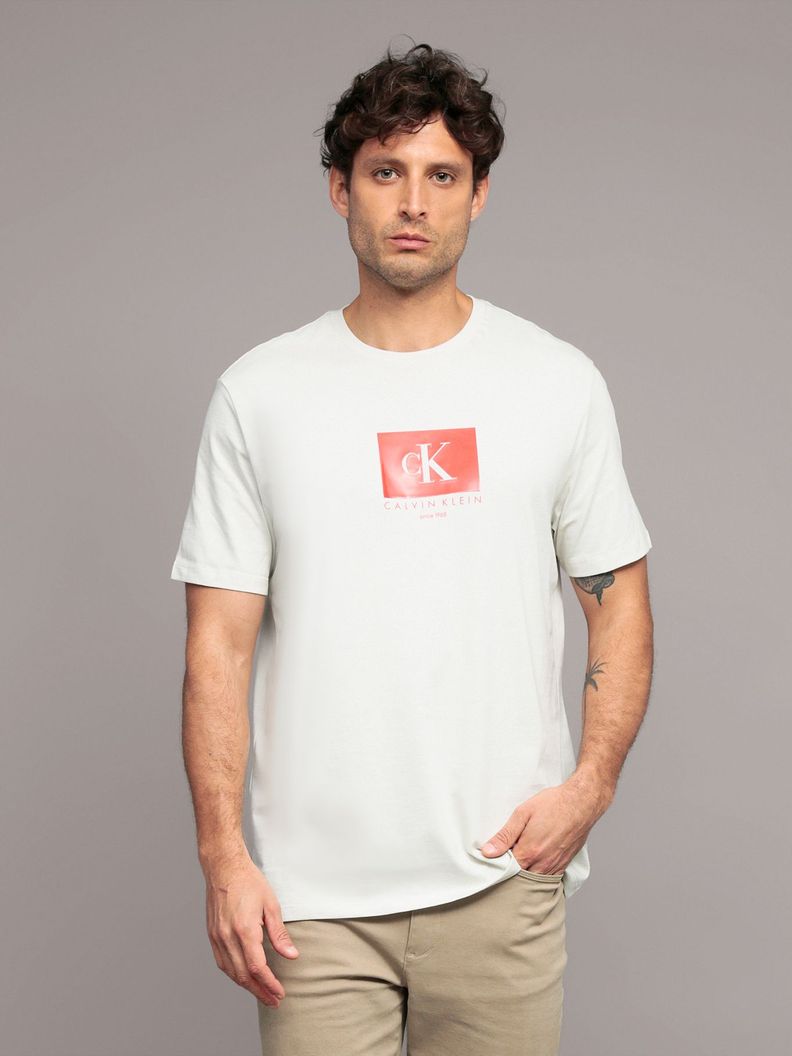Polera con monograma en caja Beige Calvin Klein S