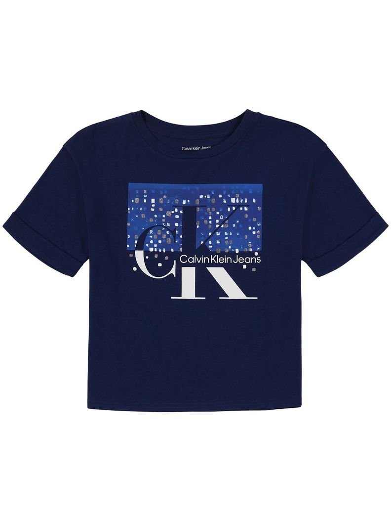Polera Sparkle Monogram Azul Calvin Klein-0