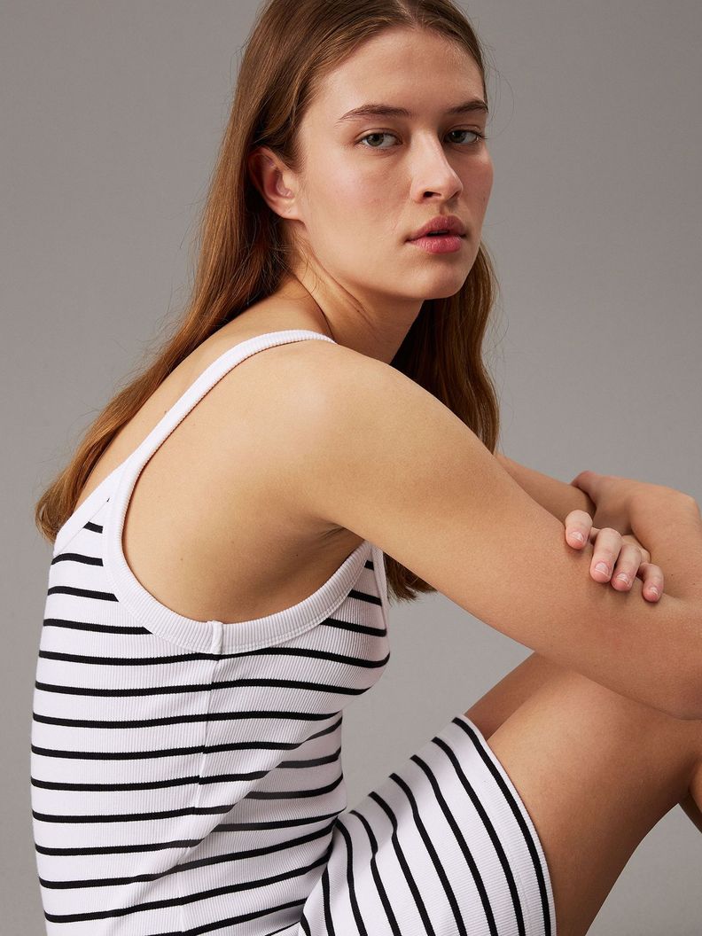 Vestido Woven Label Rib Blanco Calvin Klein-3