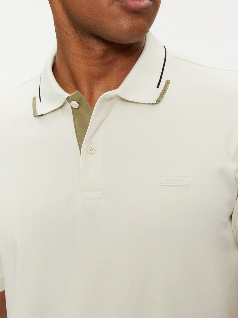 Polo Smooth Cotton Hombre Blanco Calvin Klein-3