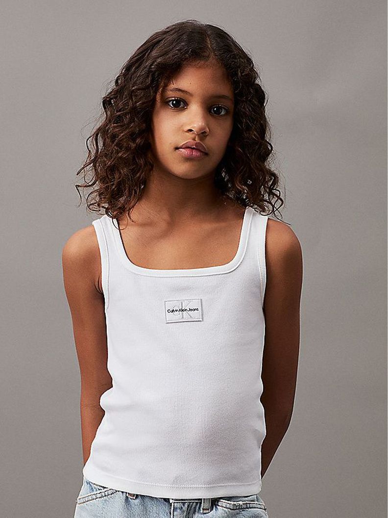 Polera Niña Rib Badge Square Blanco Calvin Klein-0