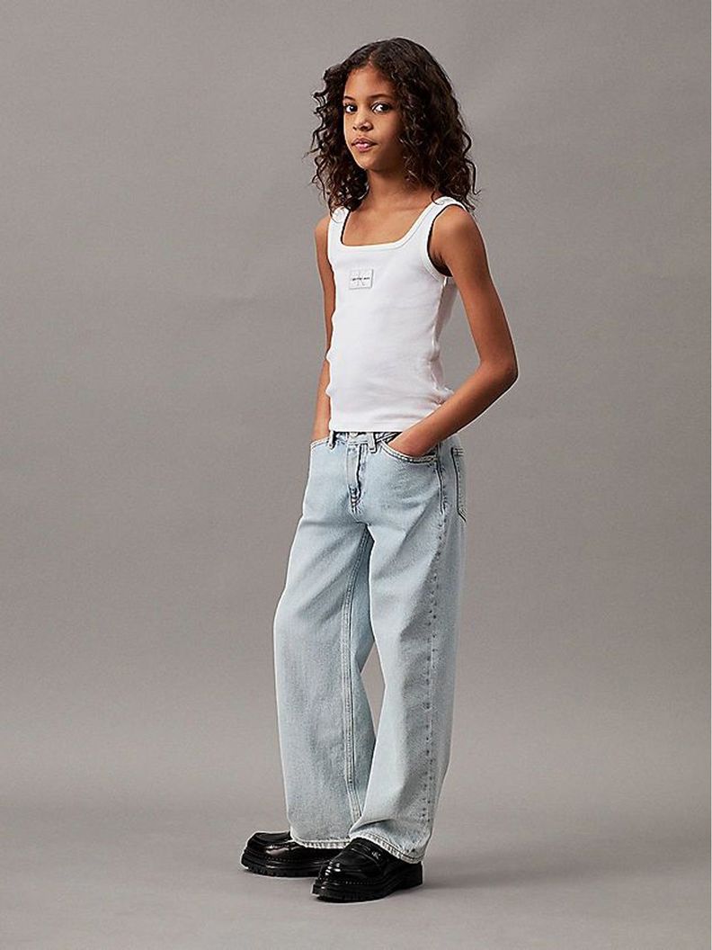Polera Niña Rib Badge Square Blanco Calvin Klein-1