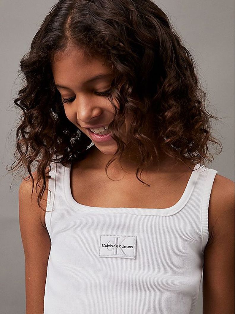 Polera Niña Rib Badge Square Blanco Calvin Klein-4