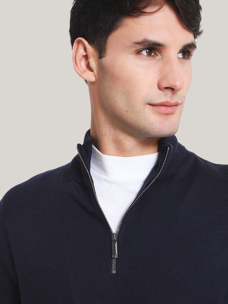 Sweater con Cierre Merino Quarter Azul Calvin Klein-3