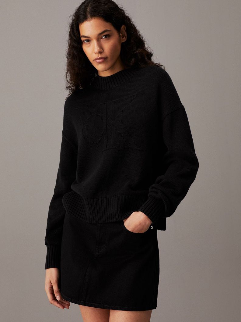 Sweater Ck Intarsia Loose Negro Calvin Klein-0