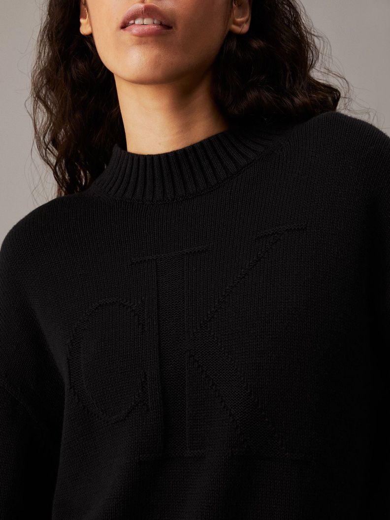 Sweater Ck Intarsia Loose Negro Calvin Klein-3