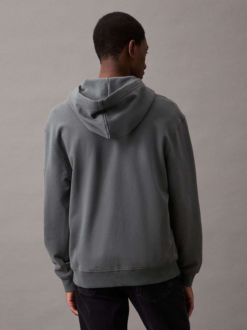 Polerón con Gorro Badge Zip Through Gris Calvin Klein-2