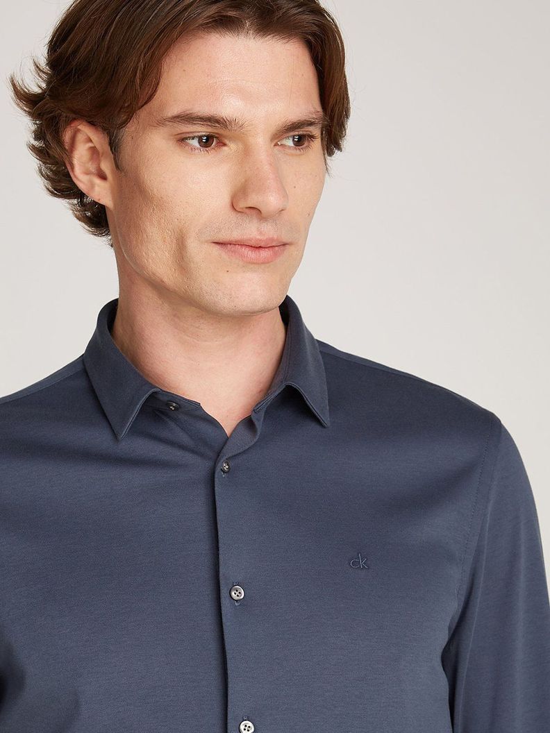 Camisa de punto slim suave Azul Calvin Klein-2