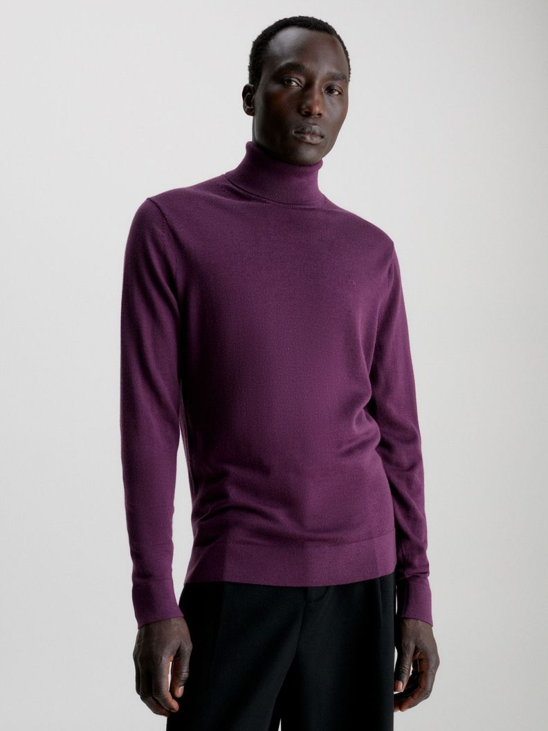 Sweater Cuello Alto Merino Morado Calvin Klein-0
