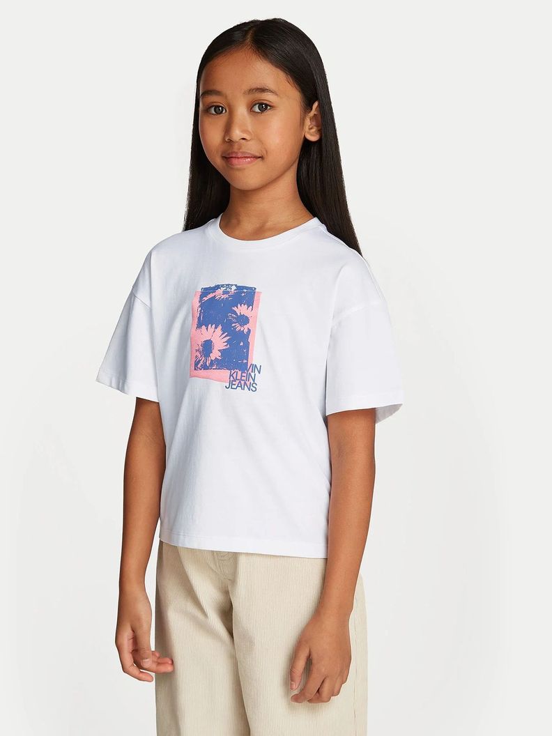 Polera Niña Flower Graphic Blanco Calvin Klein-0