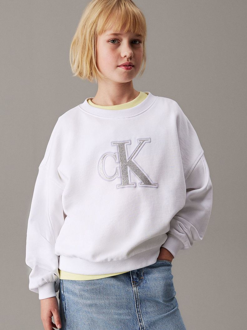 Poleron Nina Suelto Con Logo Blanco Calvin Klein 6