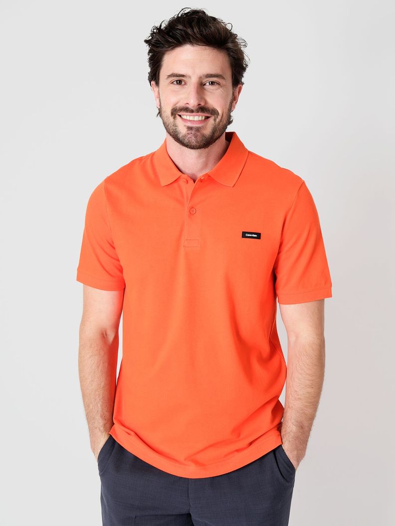 Polo Slim Button  Naranja Calvin Klein-0