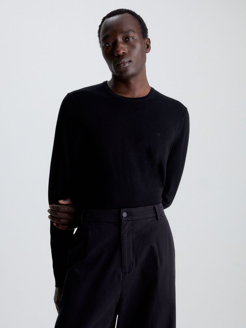 Sweater Superior Wool Crew Neck Swea Negro Calvin Klein-0