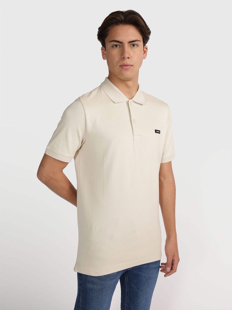Polo Stretch Slim Button Crema Calvin Klein-0