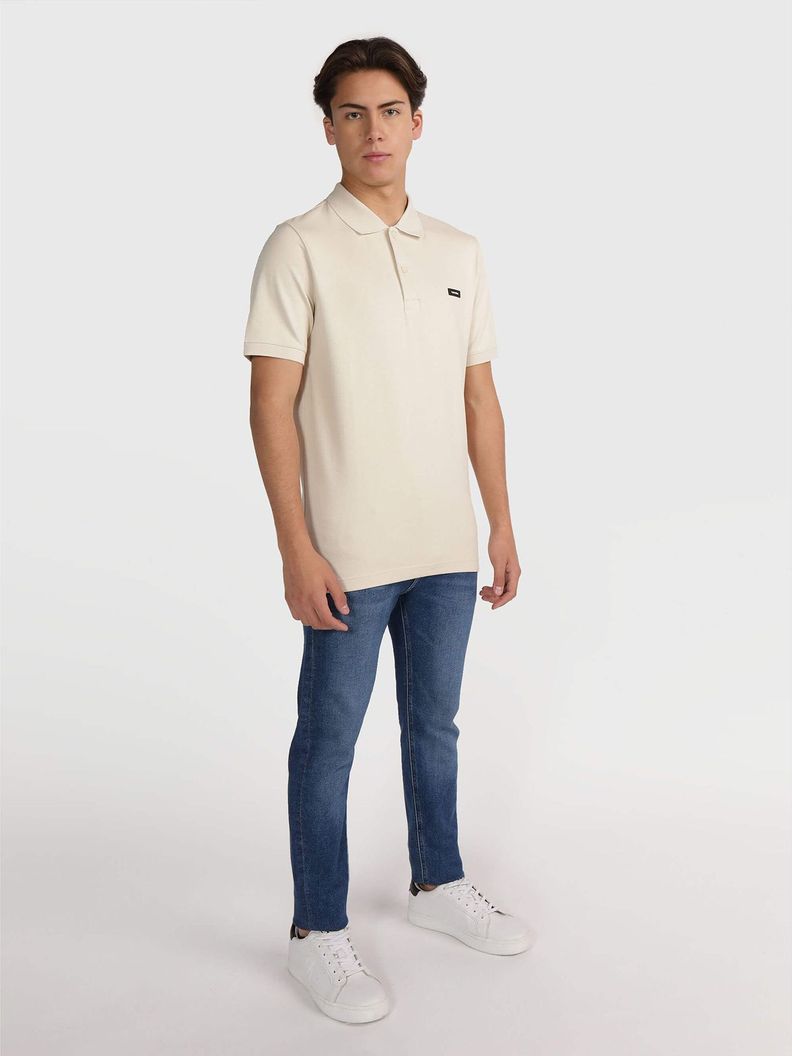 Polo Stretch Slim Button Crema Calvin Klein-1