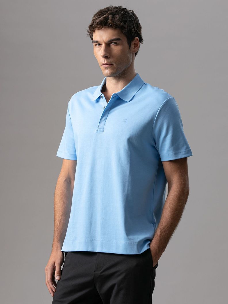 Polo de Algodón Interlock Celeste Calvin Klein