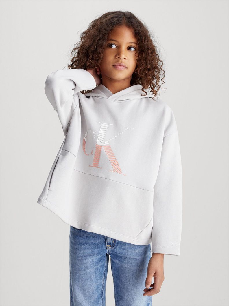 Polerón con Gorro Niño Swirl Monogram Gris Calvin Klein-0