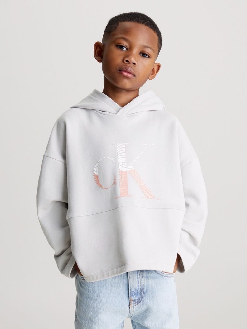 Polerón con Gorro Niño Swirl Monogram Gris Calvin Klein-3
