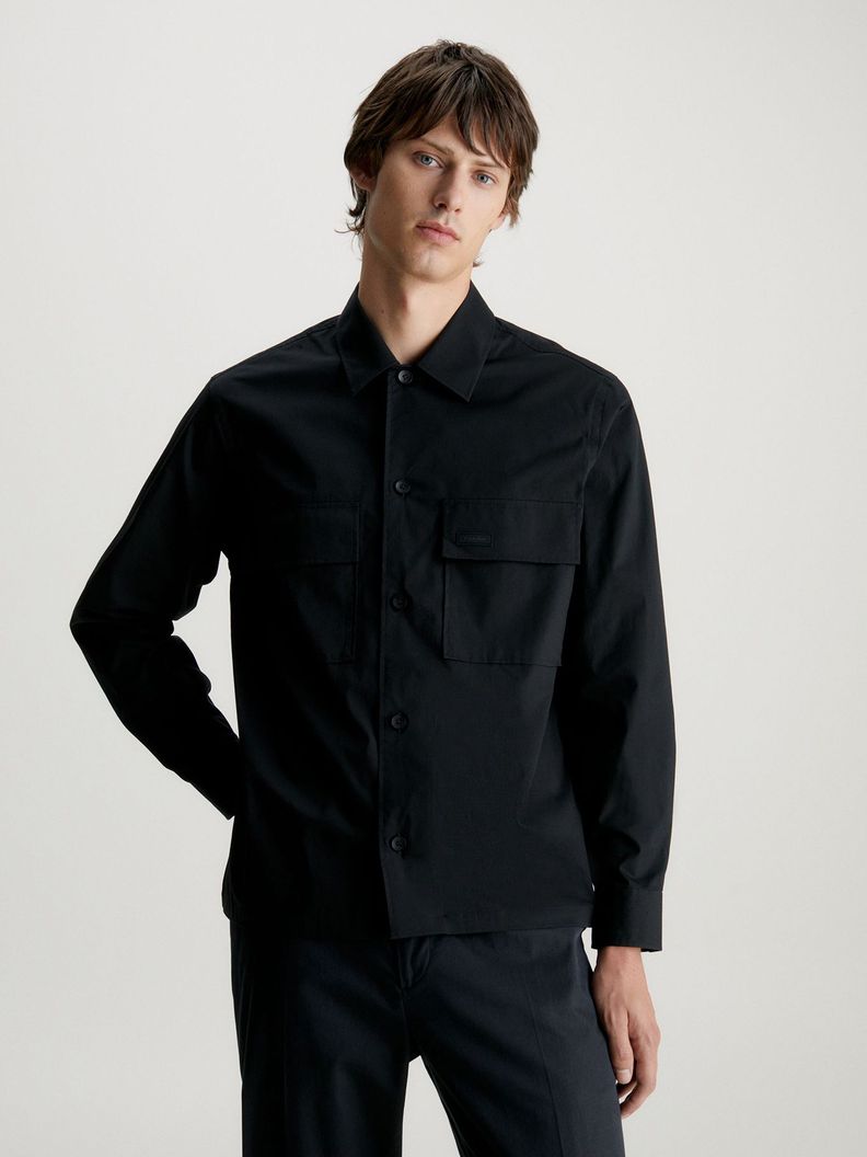 Camisa Elástica Popelín Negro Calvin Klein-0