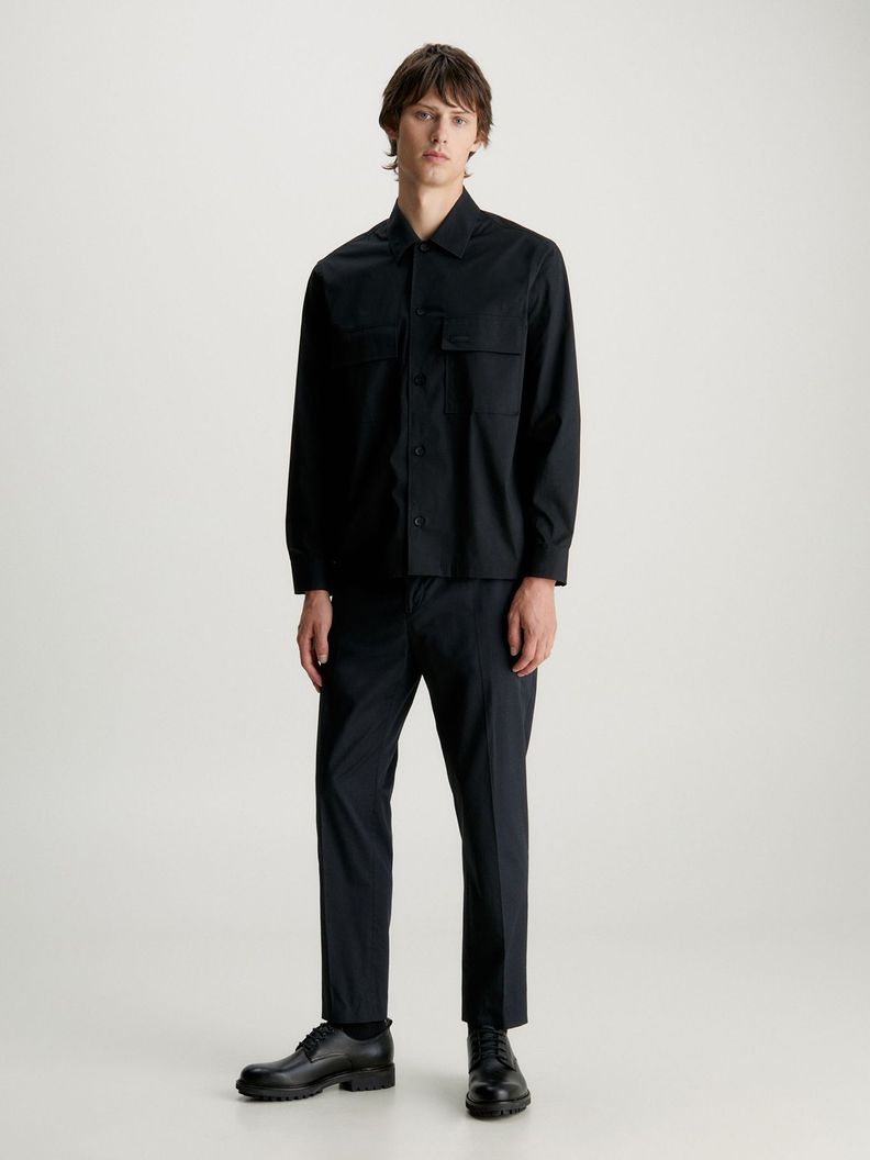 Camisa Elástica Popelín Negro Calvin Klein-1