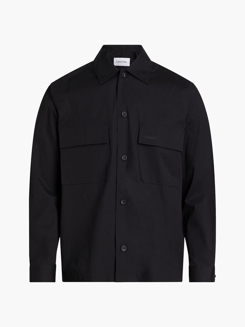 Camisa Elástica Popelín Negro Calvin Klein-4