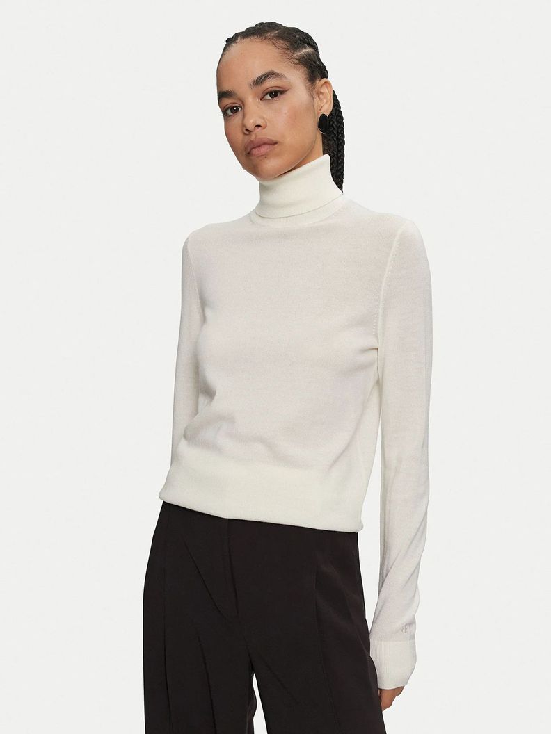 Sweater Merino Wool Roll Neck Blanco Calvin Klein-0