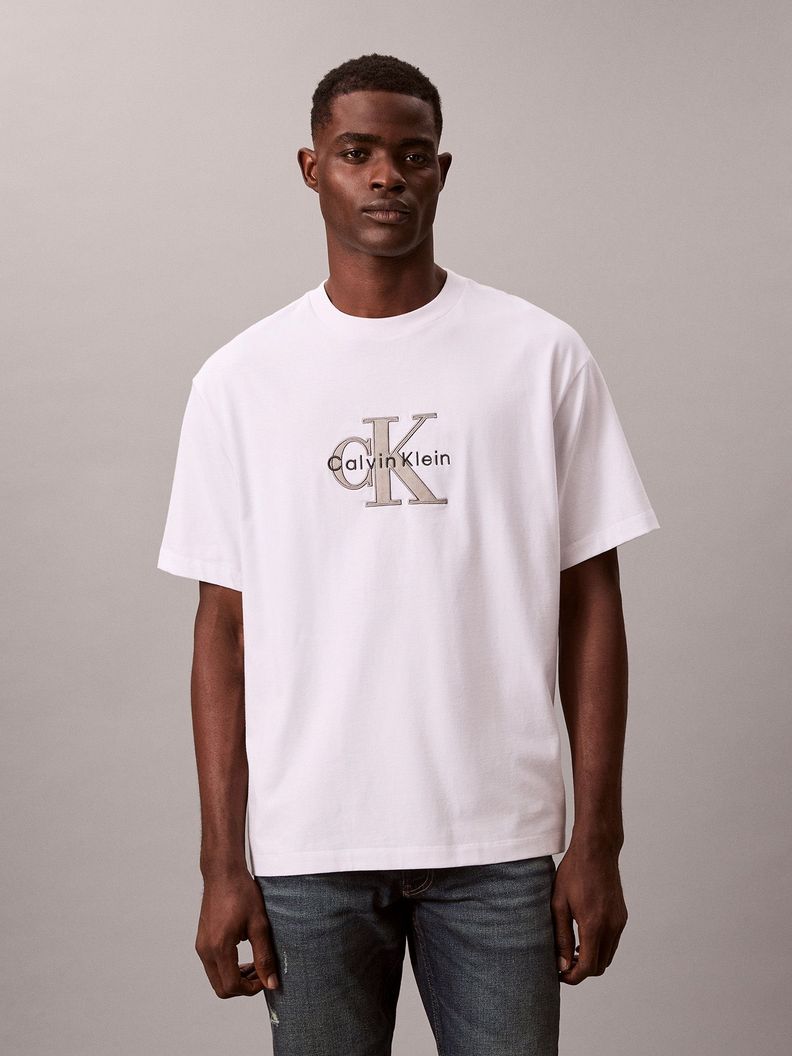 Polera con Gráfico de Monologo Blanco Calvin Klein