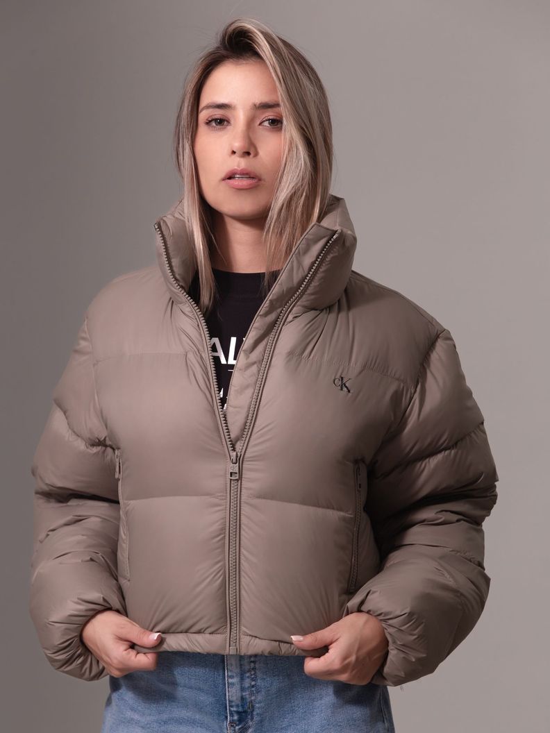 Parka Down Cropped Puffer Beige Calvin Klein-0