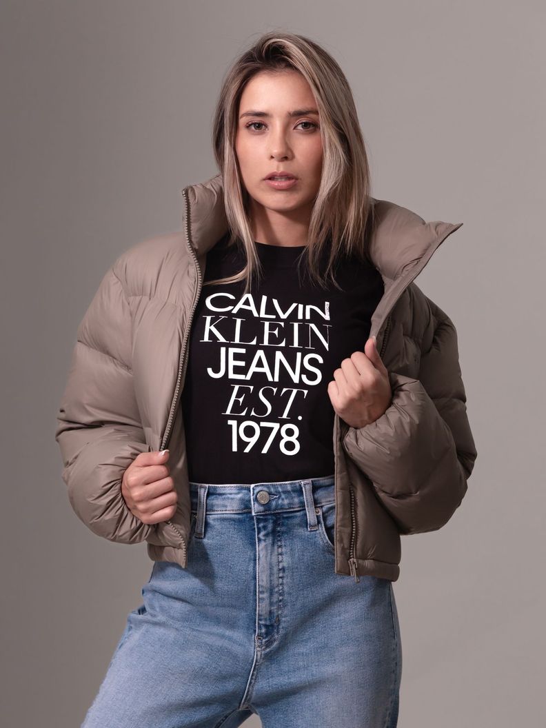 Parka Down Cropped Puffer Beige Calvin Klein-5