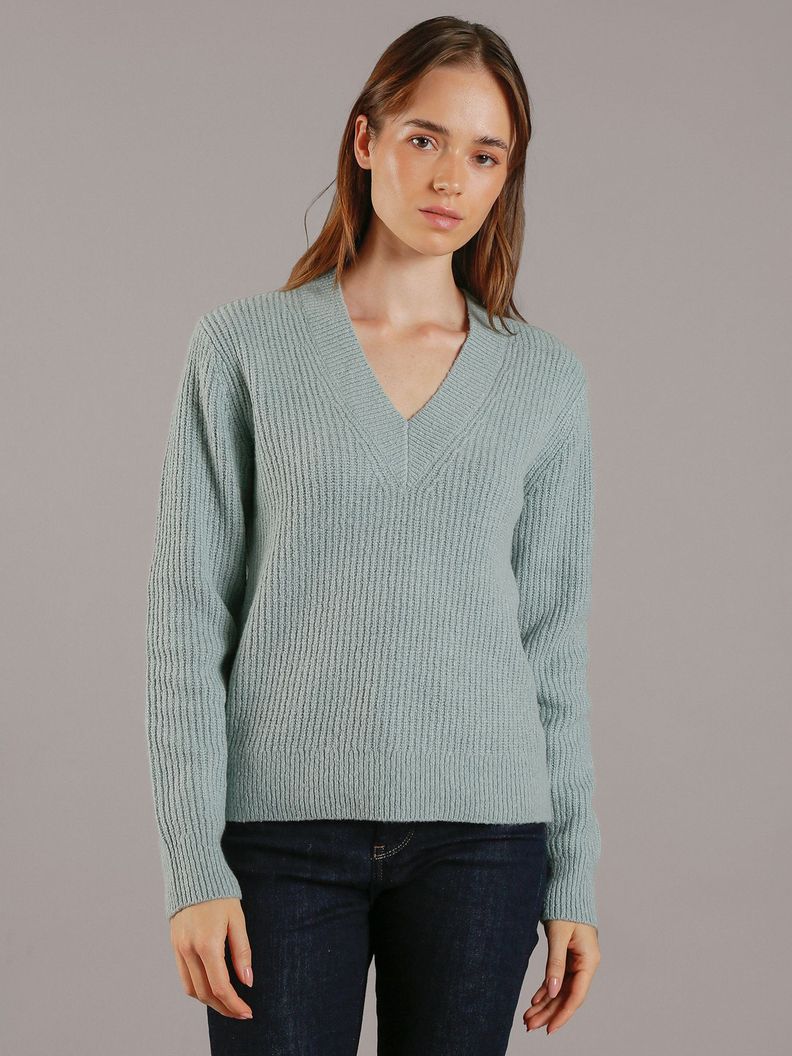 Sweater Boucle V Neck Relaxed Verde Calvin Klein-0