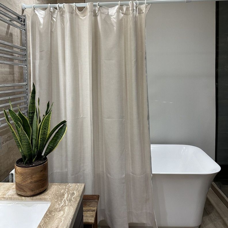 Cortina de Baño Rústica Beige Claro 180x180-0
